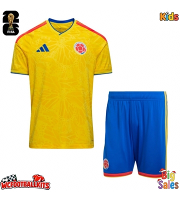 Colombia Replica Home Stadium Kit for Kids World Cup 2026 Short Sleeve (+ pants)